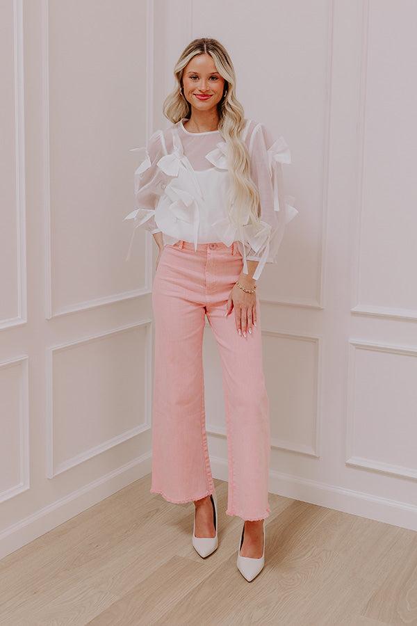 The Chloe Midrise Wide Leg Jean in Pink Product Image