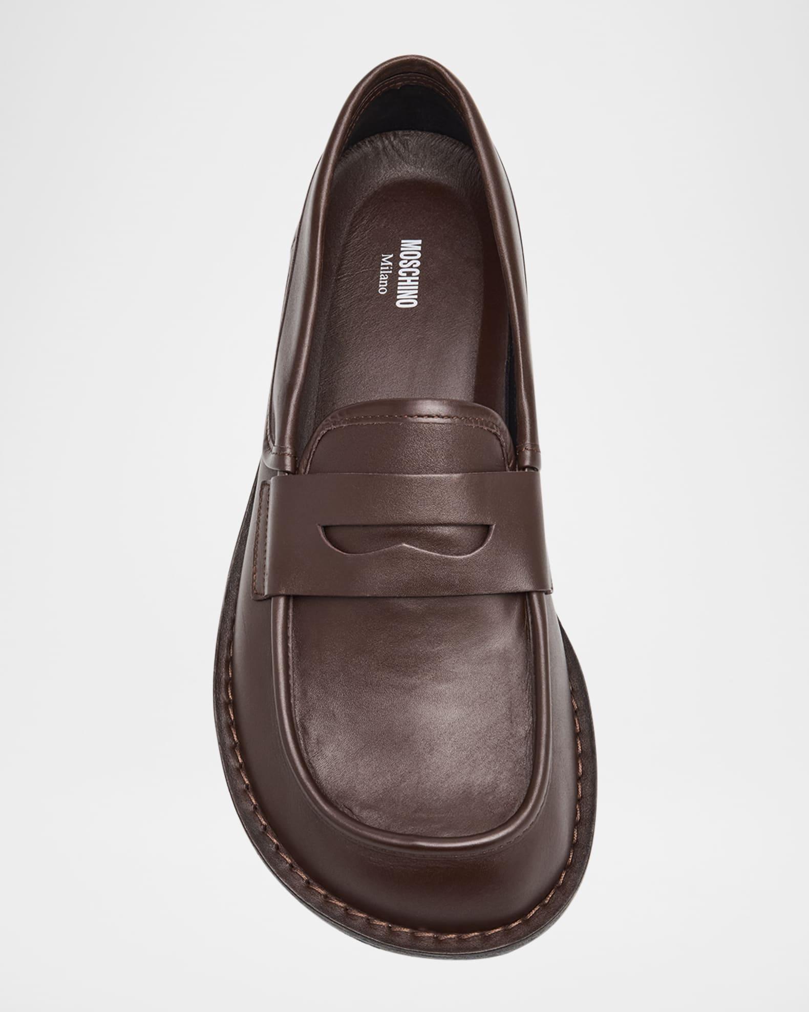 Men's Leather Moc-Toe Penny Loafers Product Image