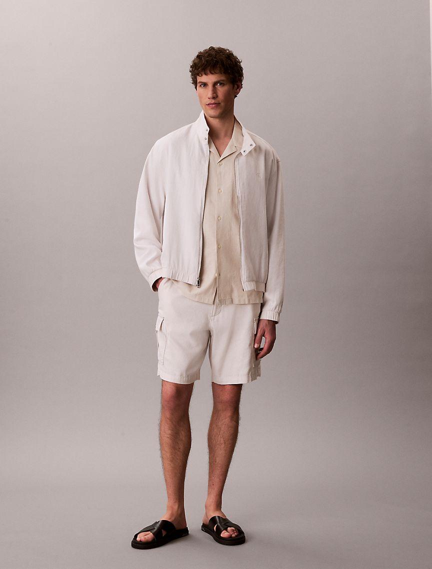 Linen Cotton Short Sleeve Button-Down Shirt Product Image