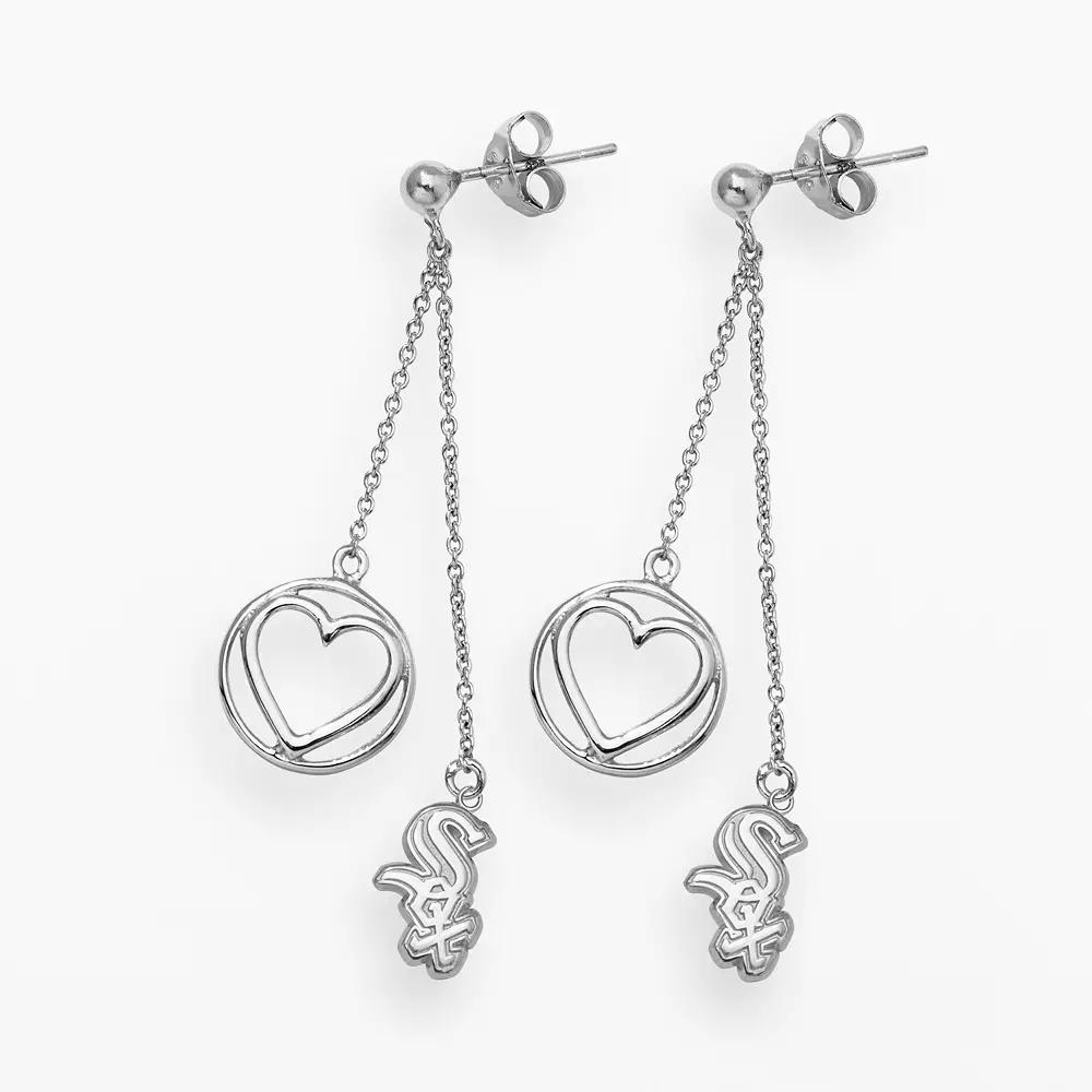 LogoArt Chicago White Sox Beloved Sterling Silver Linear Drop Earrings, Women's, Grey Product Image