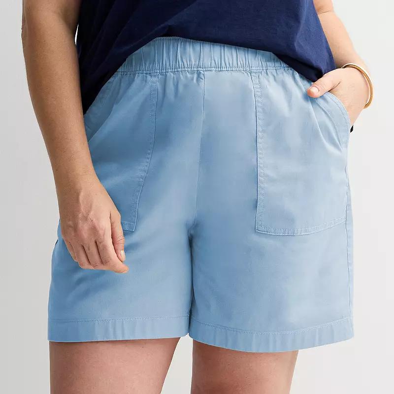 Plus Size Croft & Barrow® Pull On Twill Shorts, Women's, Size: 4XL, Seattle Blue Product Image