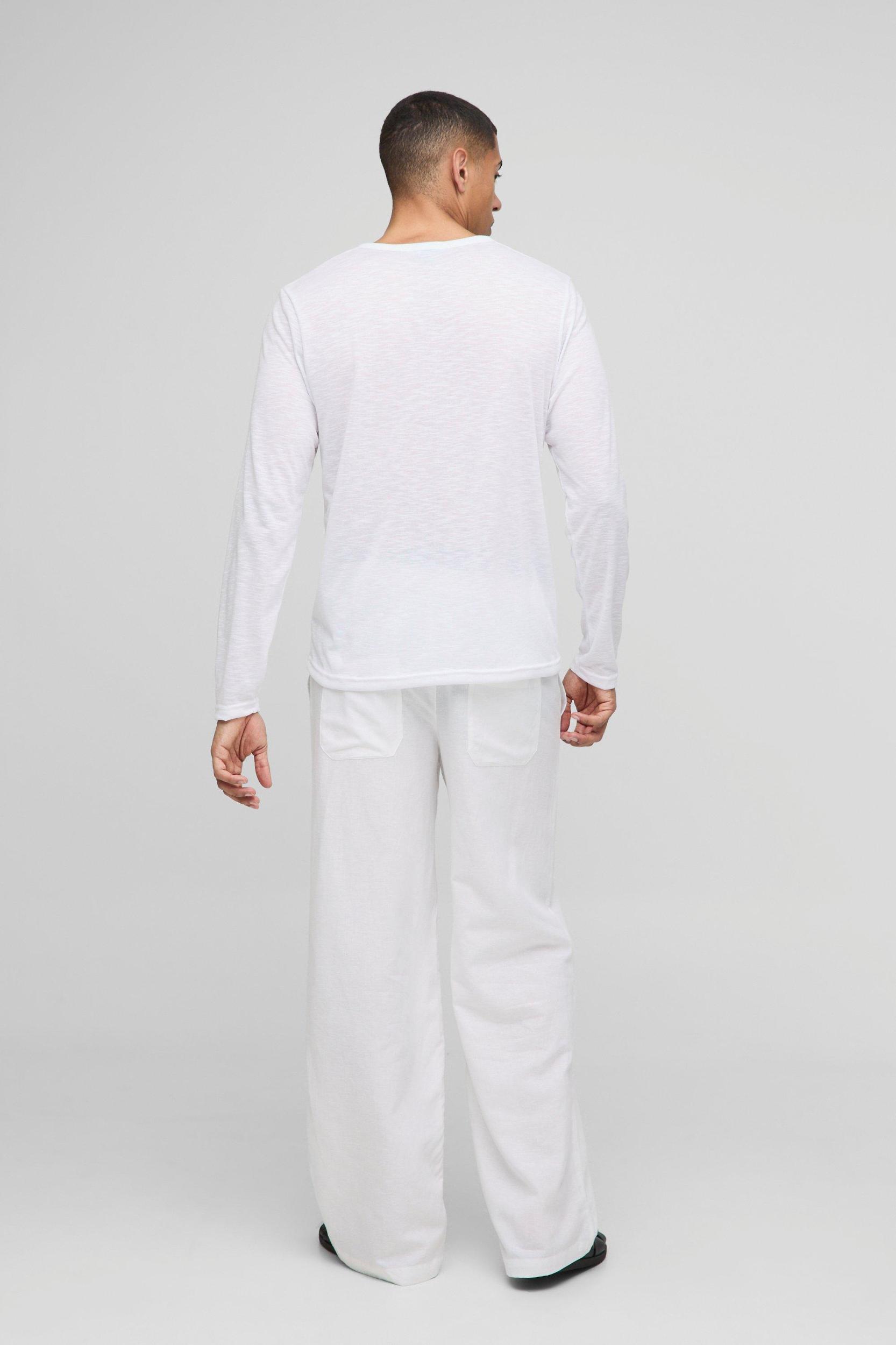 Regular Fit Long Sleeve Slub Henley T-Shirt | boohooMAN USA Product Image