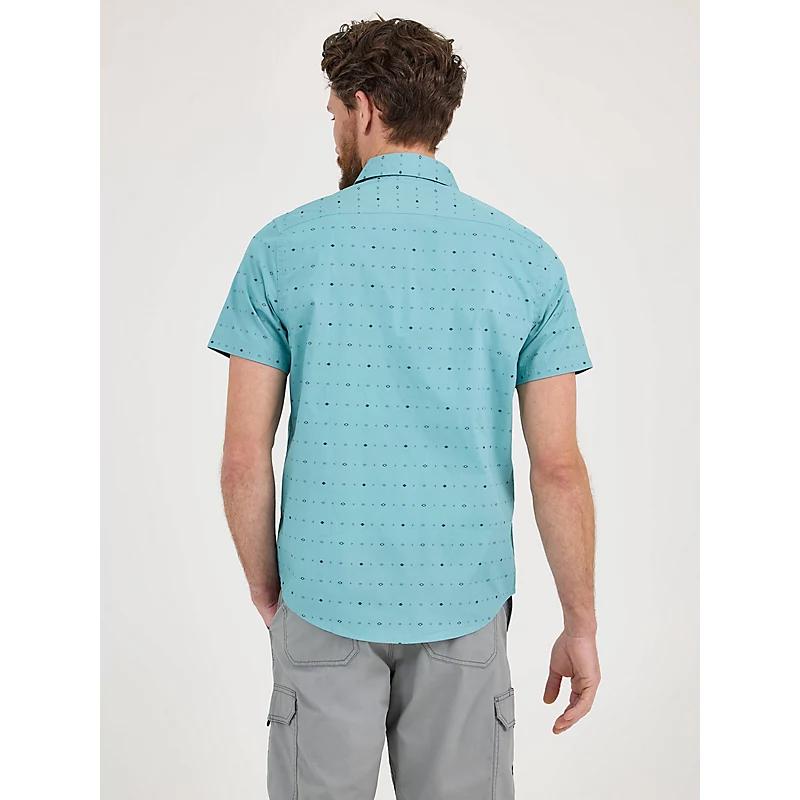 Mens Shorts Sleeve Stretch Print Button Down Shirt Cameo Blue Product Image