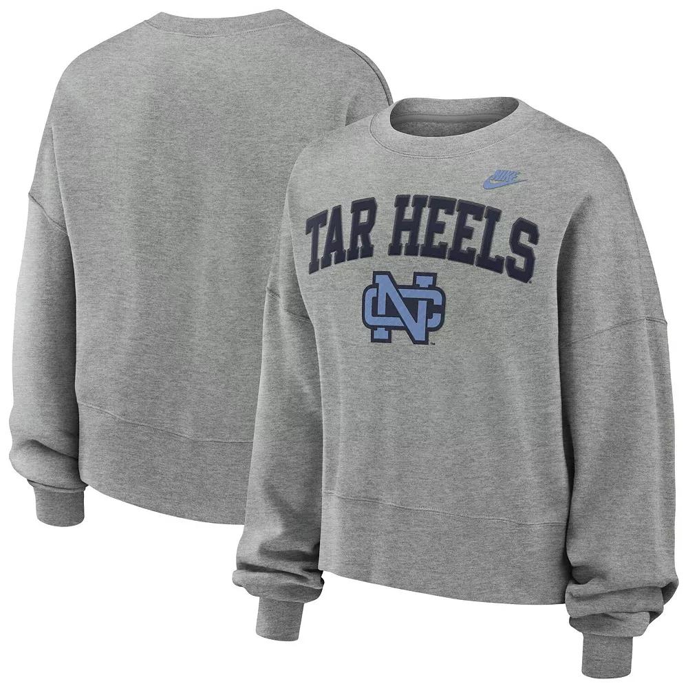 Women's Nike Heather Gray North Carolina Tar Heels Legacy Fleece Classic Arch Over Product Image
