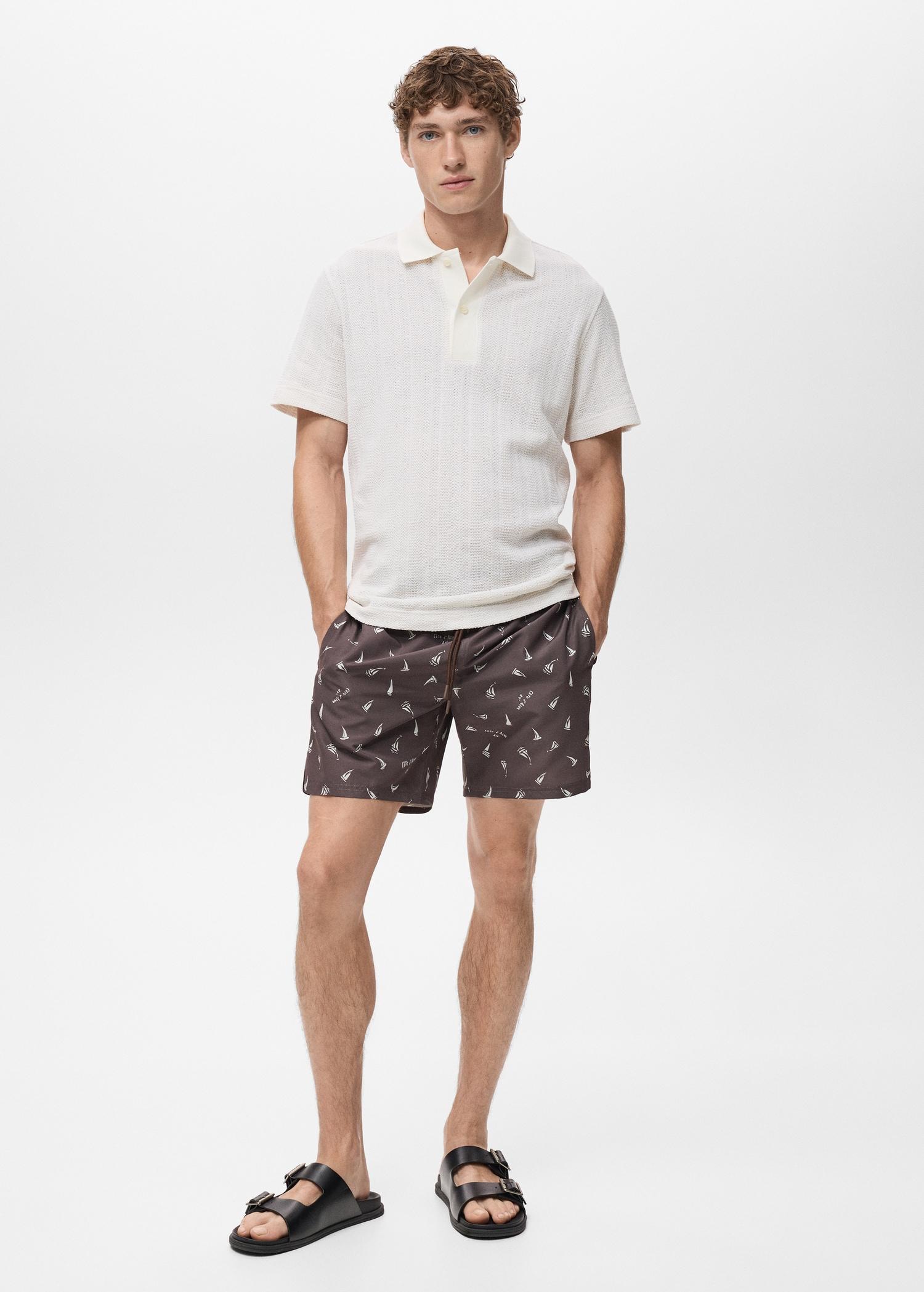 Swimsuit with sailboat print - Men | MANGO USA Product Image