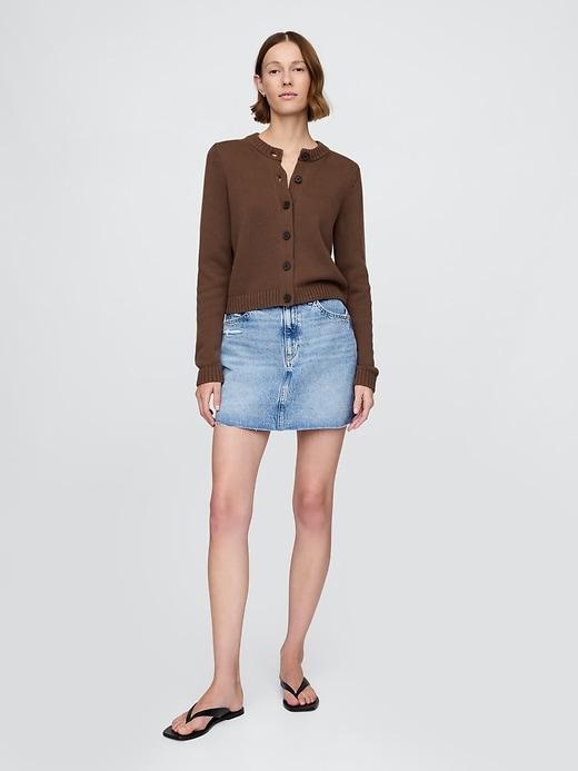 100% Cotton Crewneck Cardigan Product Image