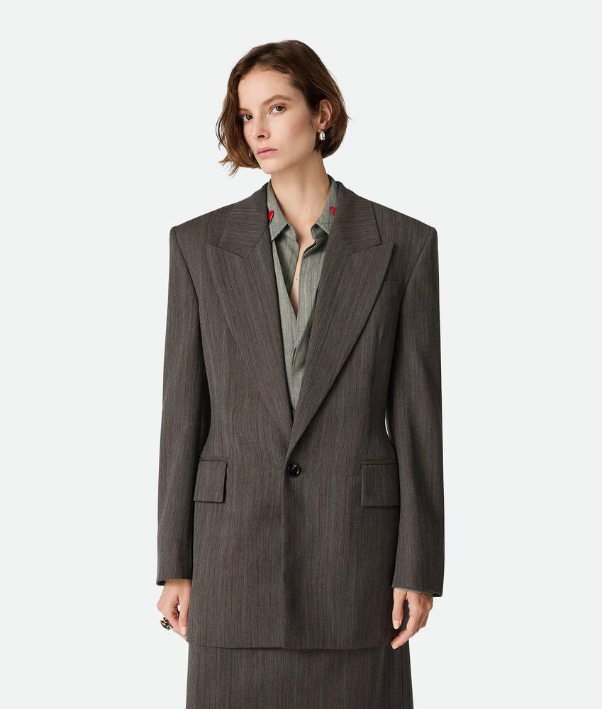 Women's Wool Subtle Stripe Jacket in Grey/brown melange Product Image