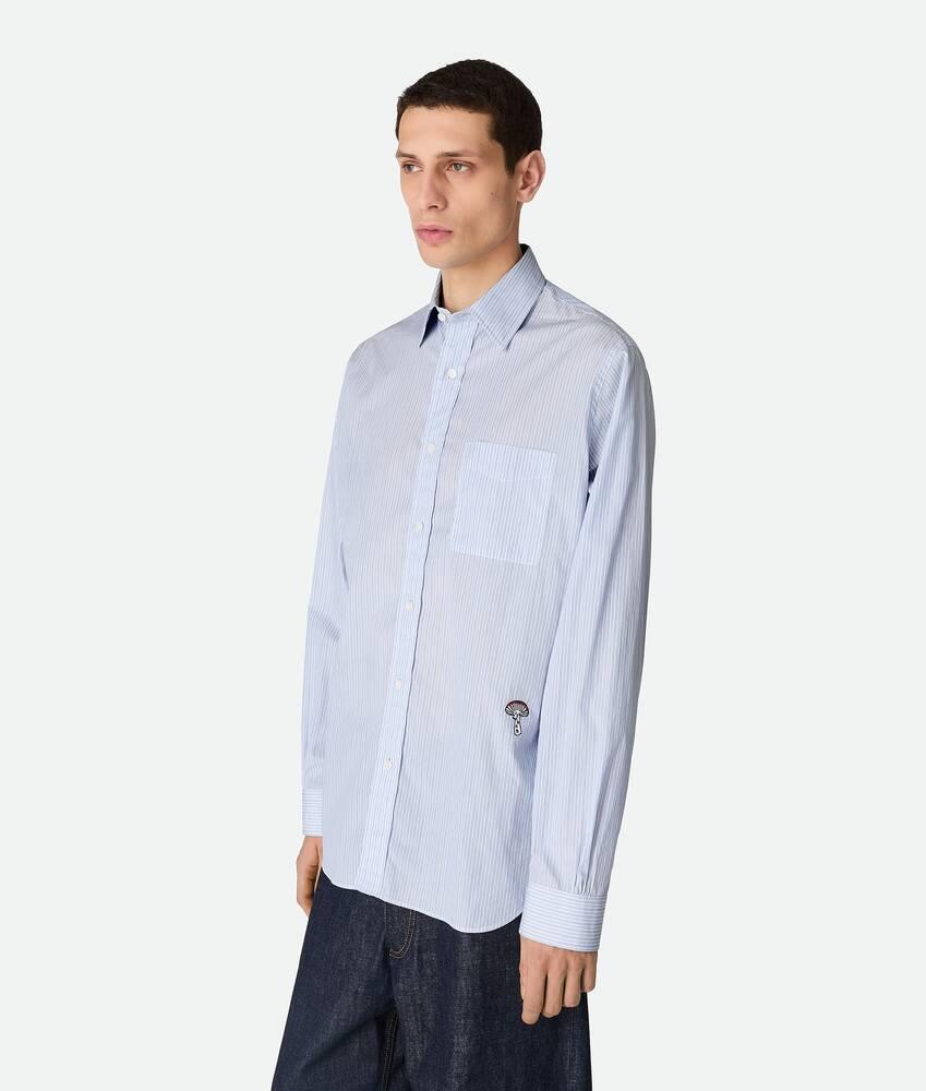 Men's Stripe Cotton Poplin Shirt in White/blue Product Image