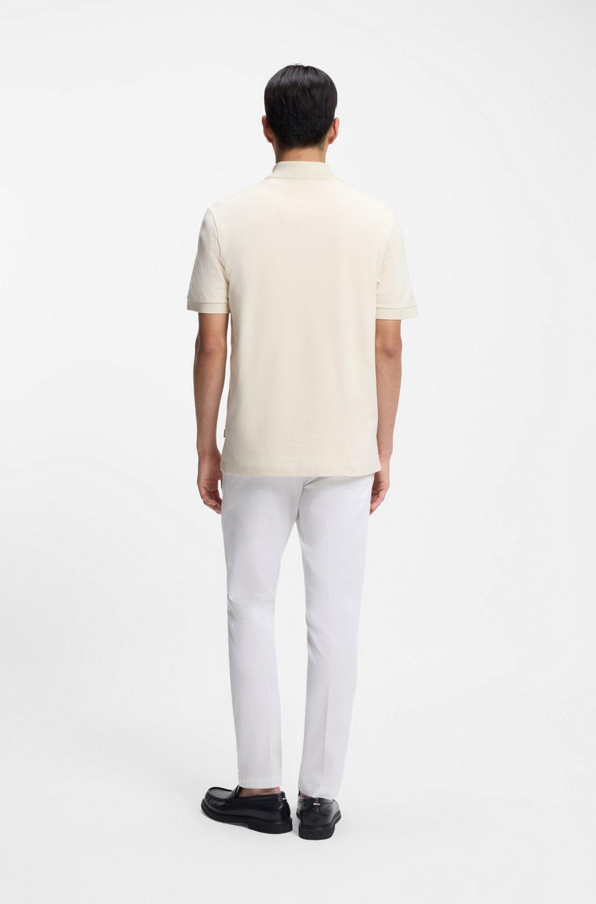 Monogram-placket polo shirt in a cotton blend Product Image