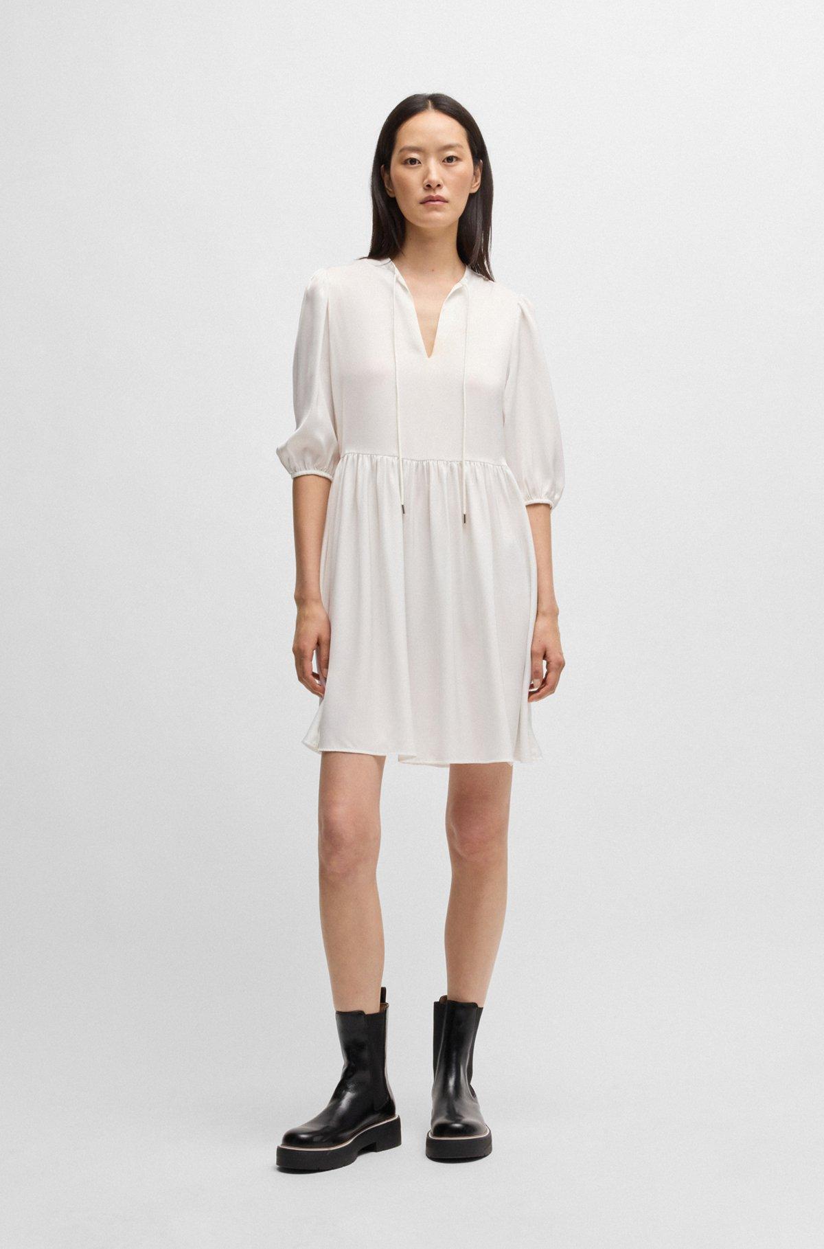 Hammered-satin dress with tie neckline Product Image