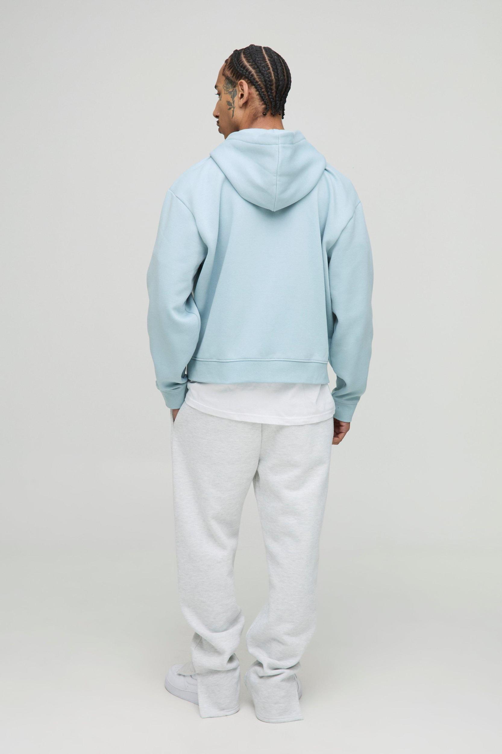 Boxy Fit B Applique Zip Through Hoodie | boohooMAN USA Product Image