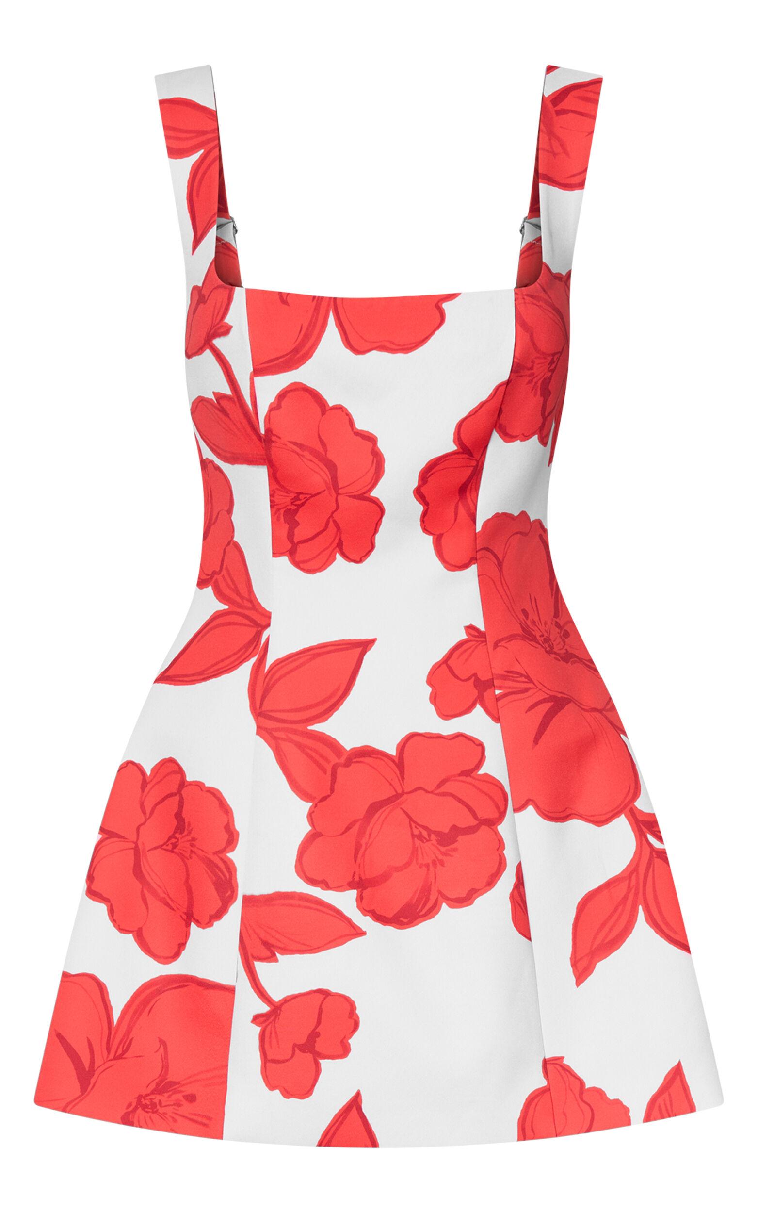 Morgan Mini Dress - Wide Strap Square Neck Fitted Bodice Tulip Skirt Dress in Bouquet Di Fiori Print Product Image