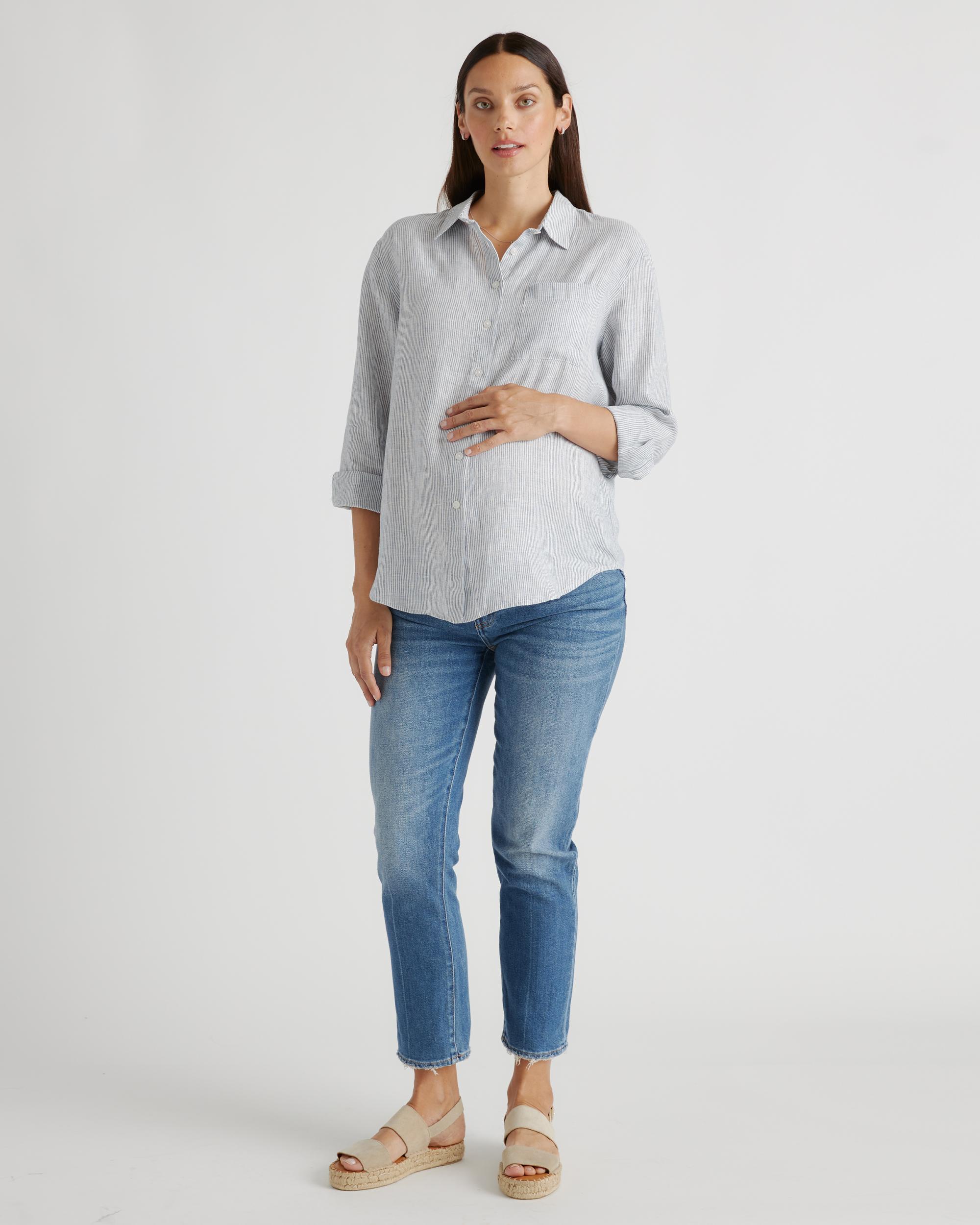 Quince | Women's 100% European Linen Maternity Long Sleeve Shirt Size XS Product Image