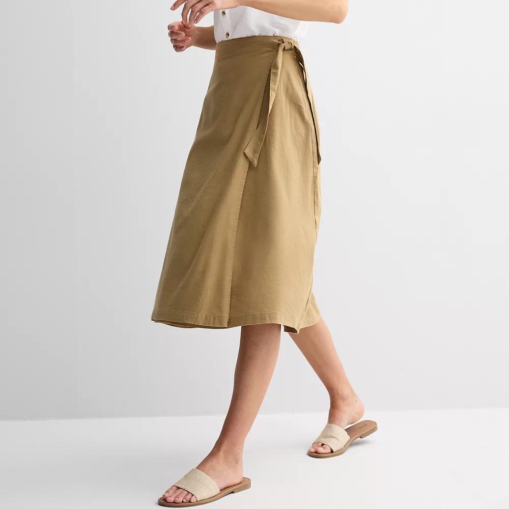 Women's Croft & Barrow® Tie-Front Faux Wrap Skirt, Size: XXL, Brown Product Image