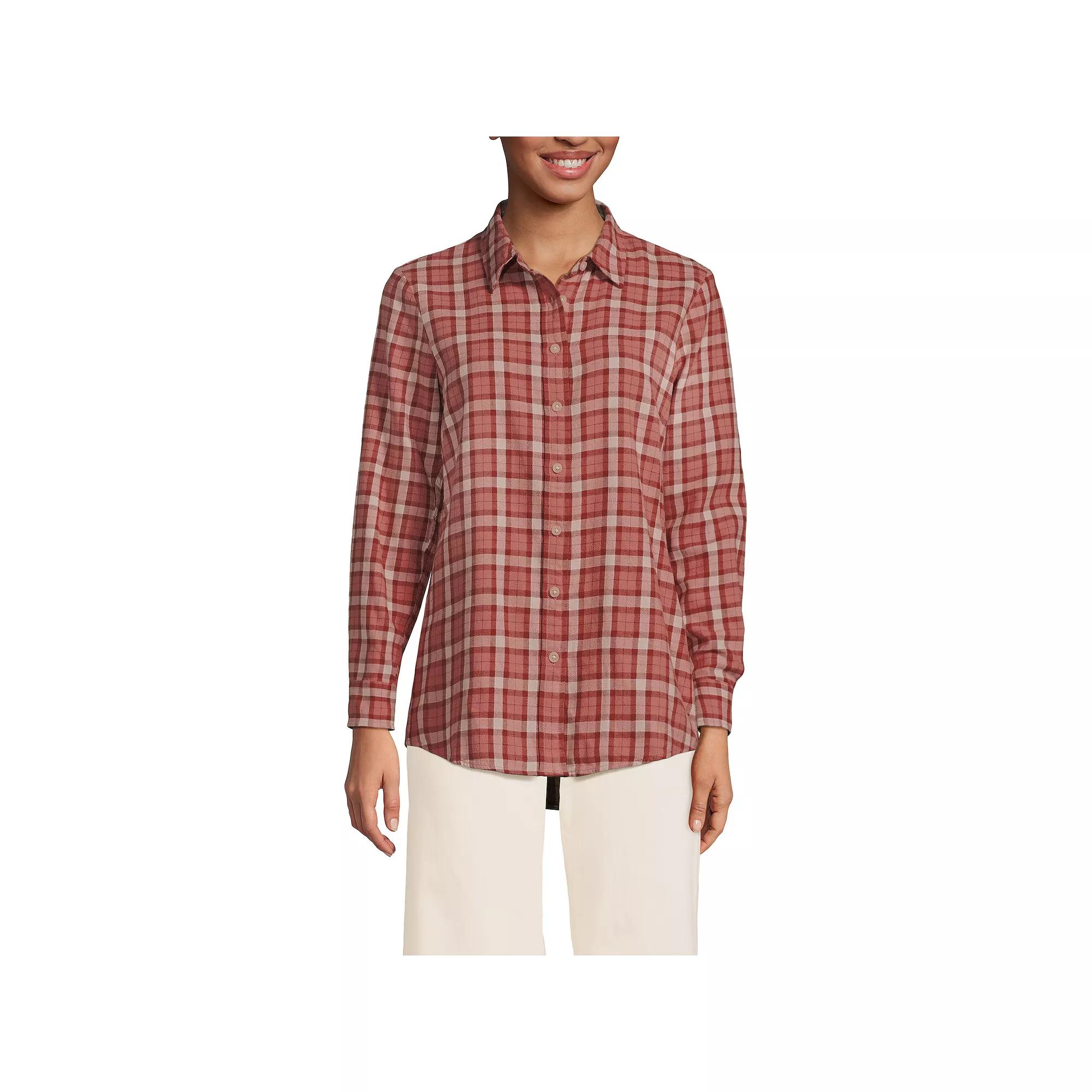 Women's Lands' End Flannel Boyfriend Shirt,  Product Image
