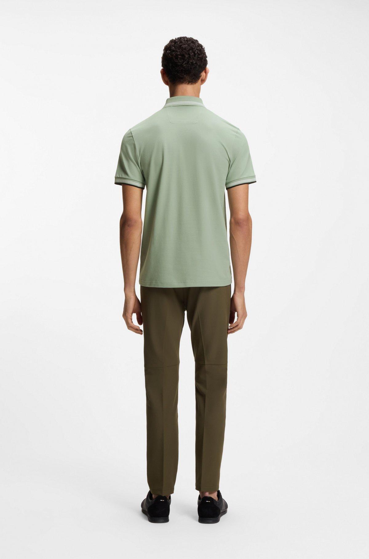 Stretch-cotton slim-fit polo shirt with branding and stripes Product Image