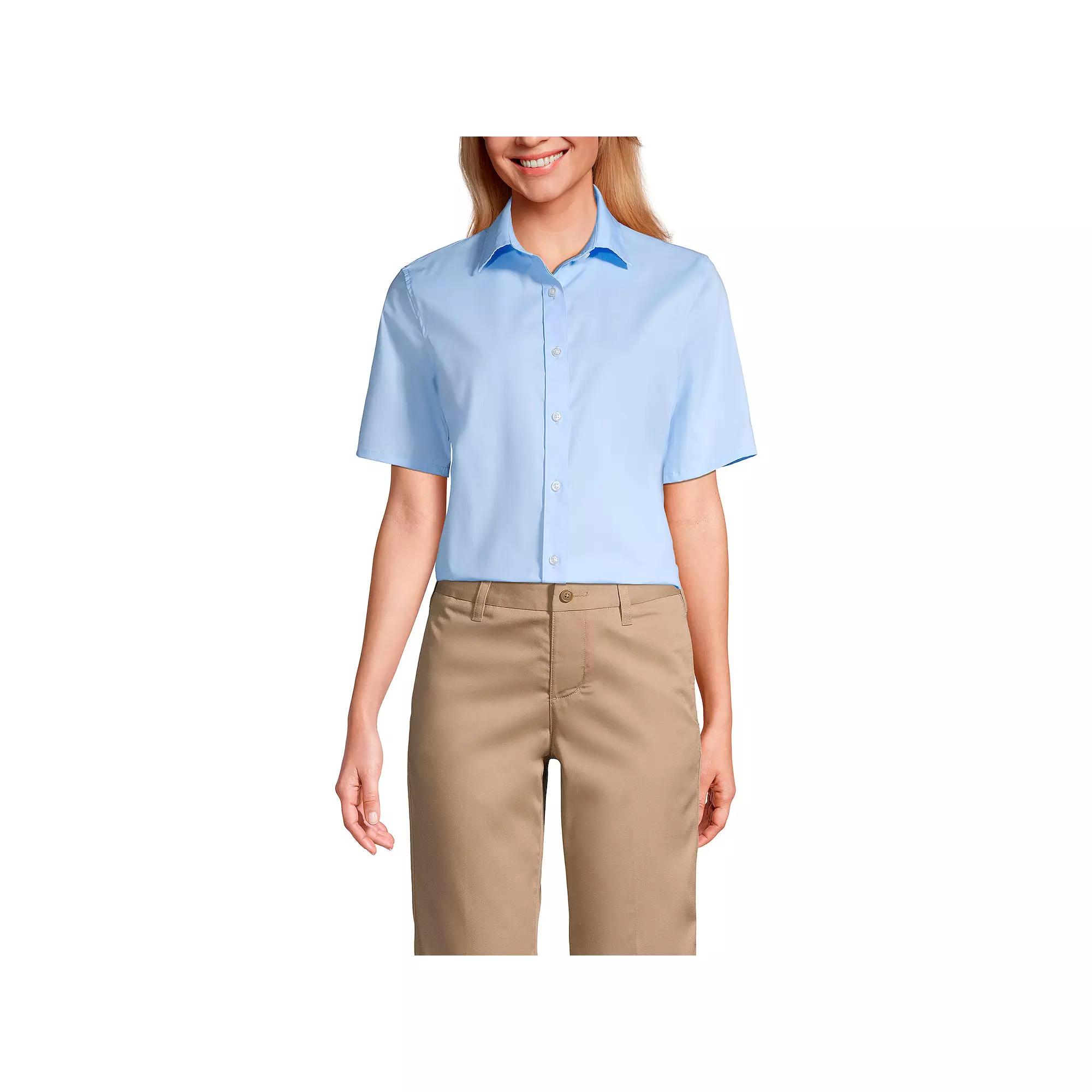 Women's Lands' End No Gape Short Sleeve Stretch Shirt,  Product Image