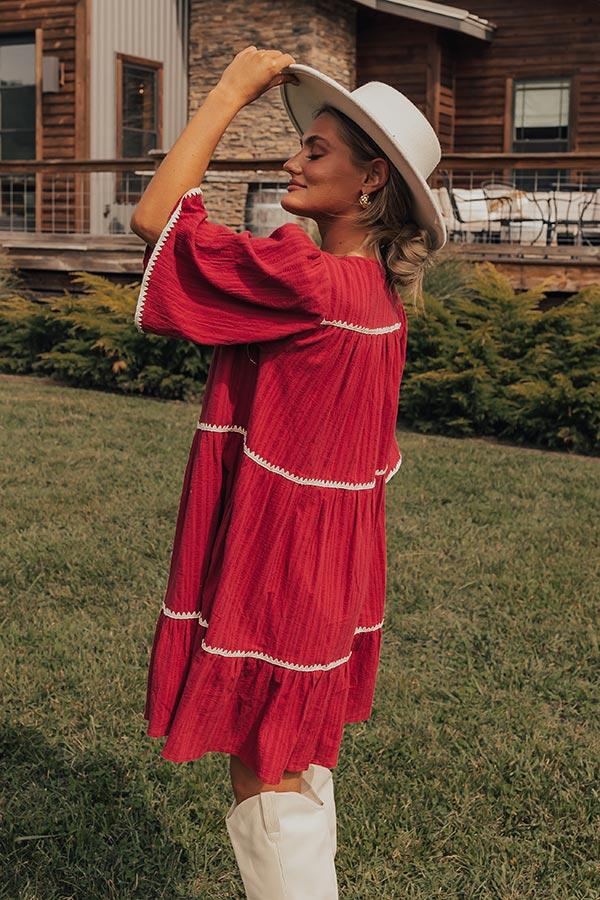 Simply Lovely Tiered Mini Dress in Wine Product Image