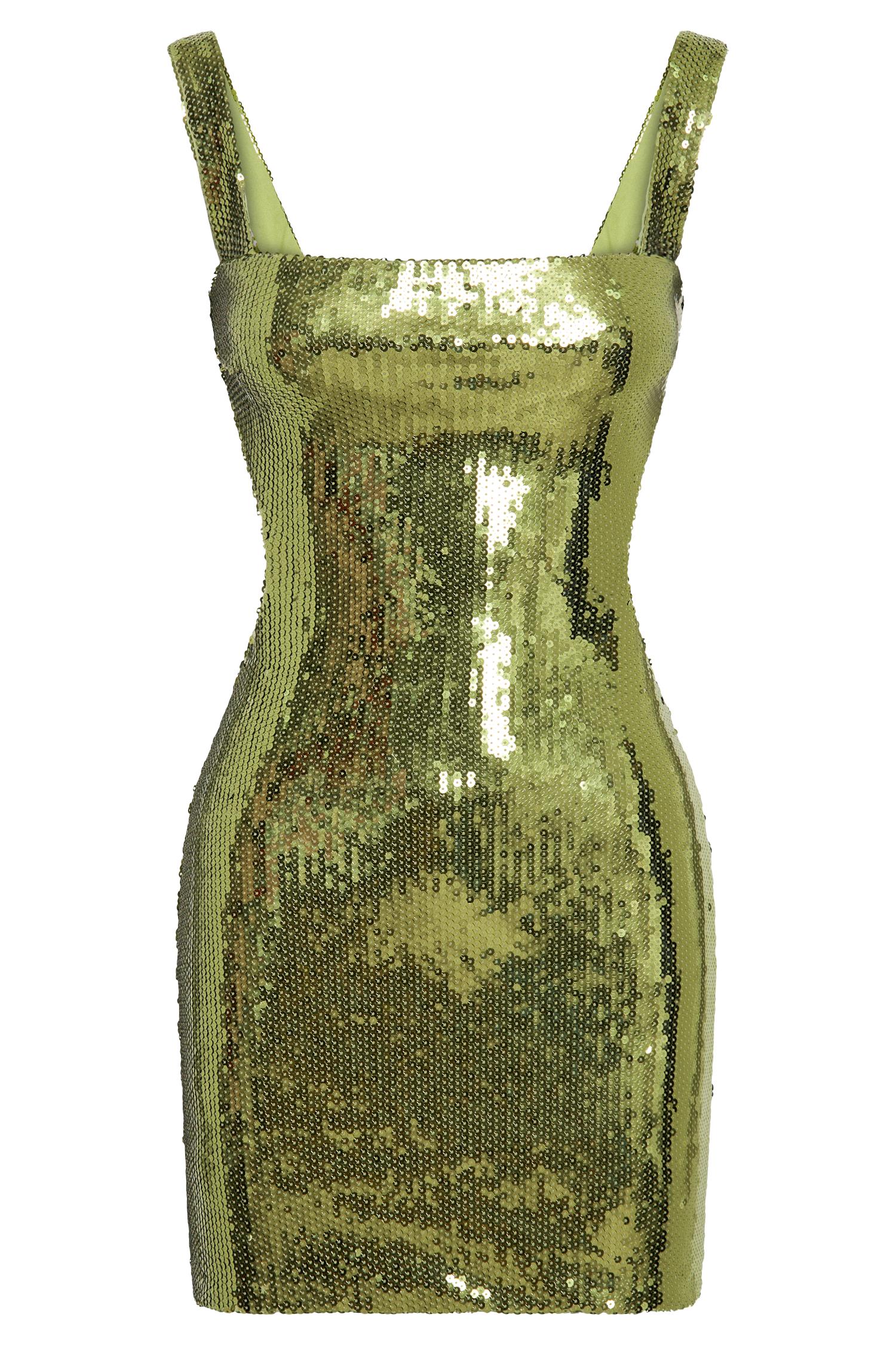 Adoria Sequin Cut Out Mini Dress - Green Product Image