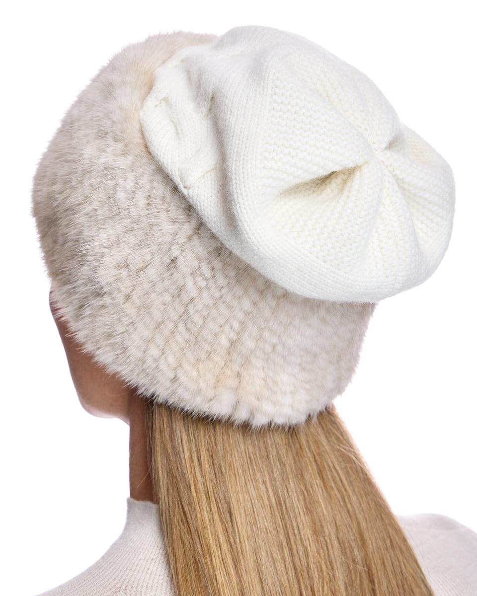 Wool Hat With Knitted Mink trim Product Image