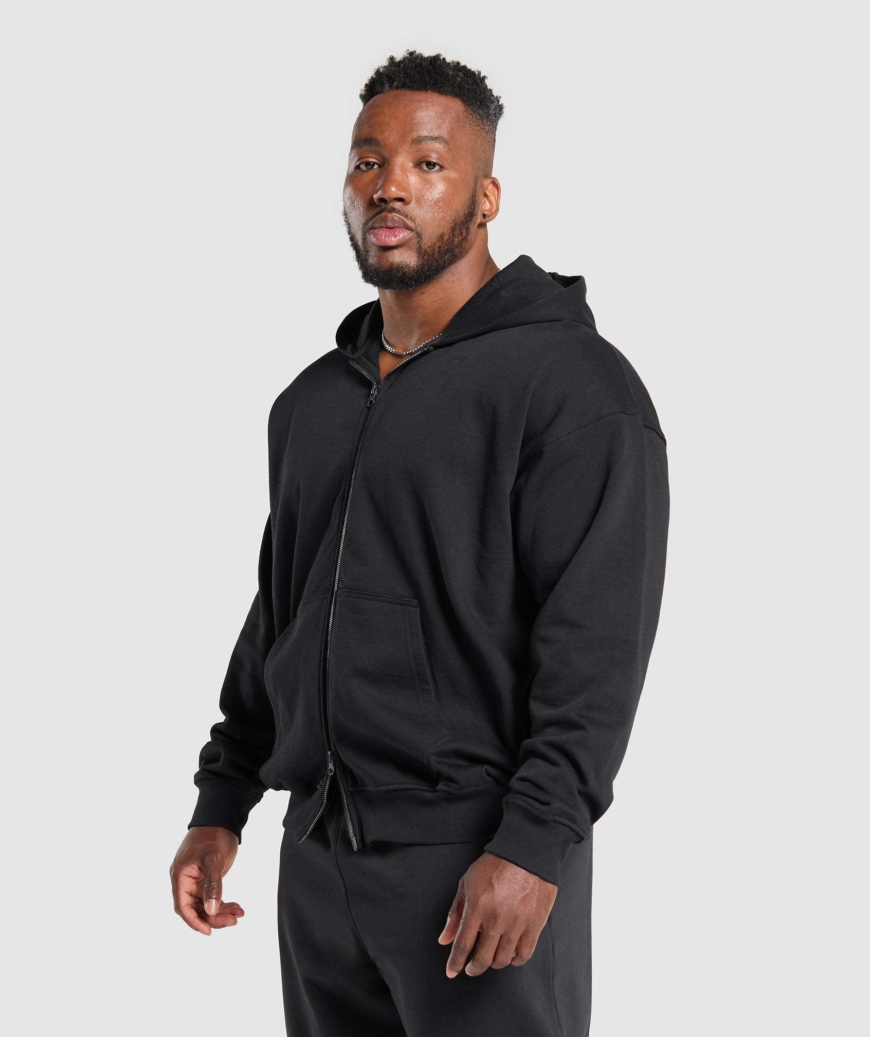 Gymshark Power Zip Up Hoodie - Black Male Product Image