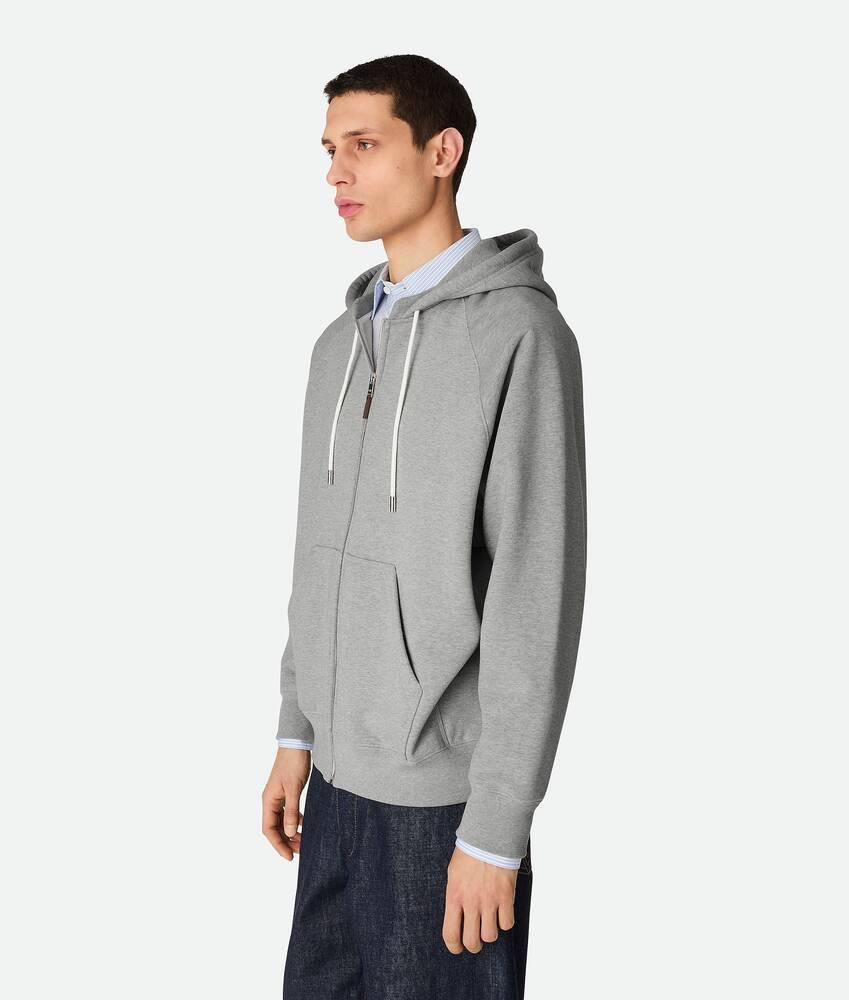 Men's Cotton Fleece Zip Hoodie in Pale grey melange Product Image