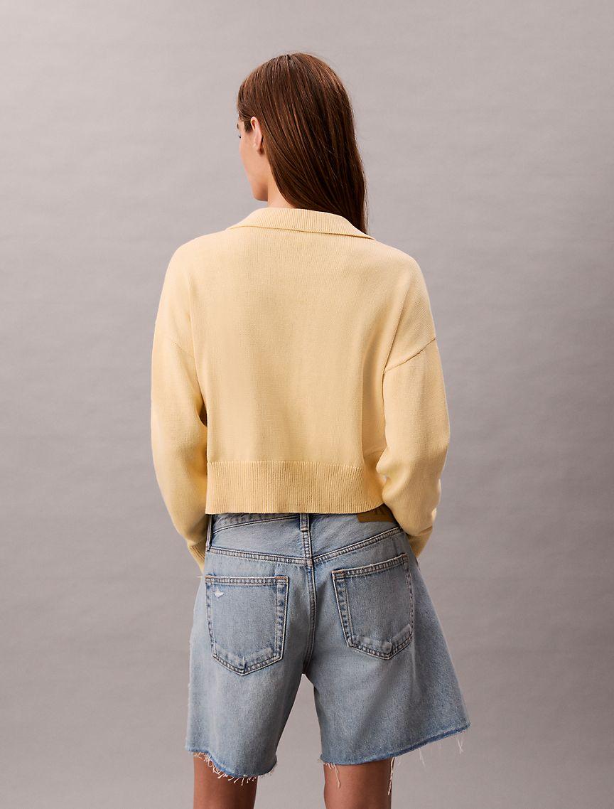 Smooth Cotton Polo Sweater Product Image