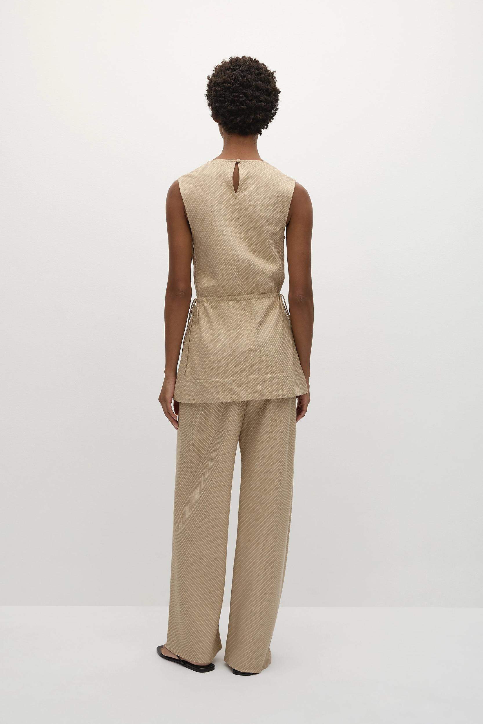 Selan Top Pinstripe Fawn White - Final Sale Product Image