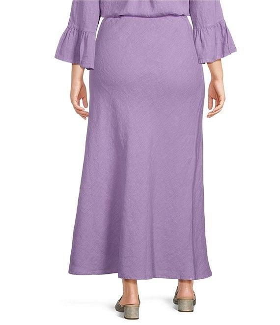 Bryn Walker Plus Size Bias Light Linen A-Line Pull-On Long Skirt Product Image