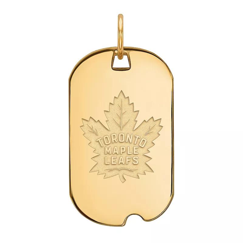 LogoArt Toronto Maple Leafs Sterling Silver Small Logo Dog Tag Pendant, Womens Gold Over Sterling Product Image