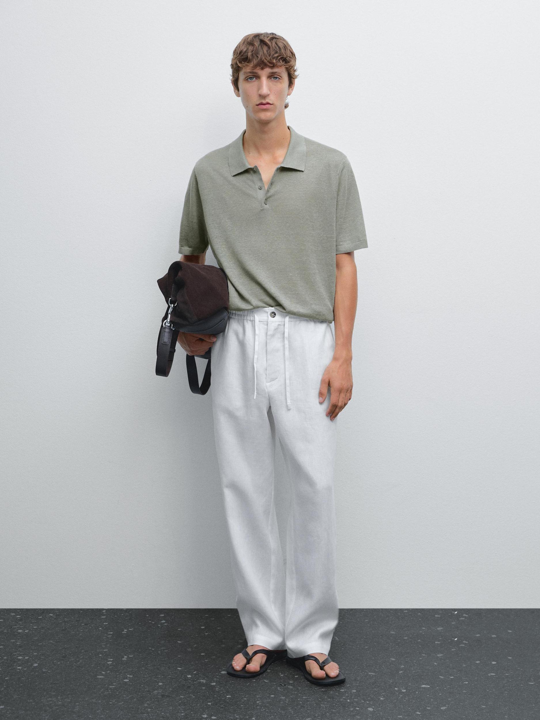 Short sleeve linen polo sweater Product Image