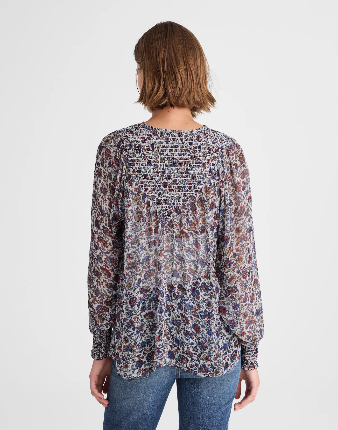 Smocked Split Crewneck Top Product Image