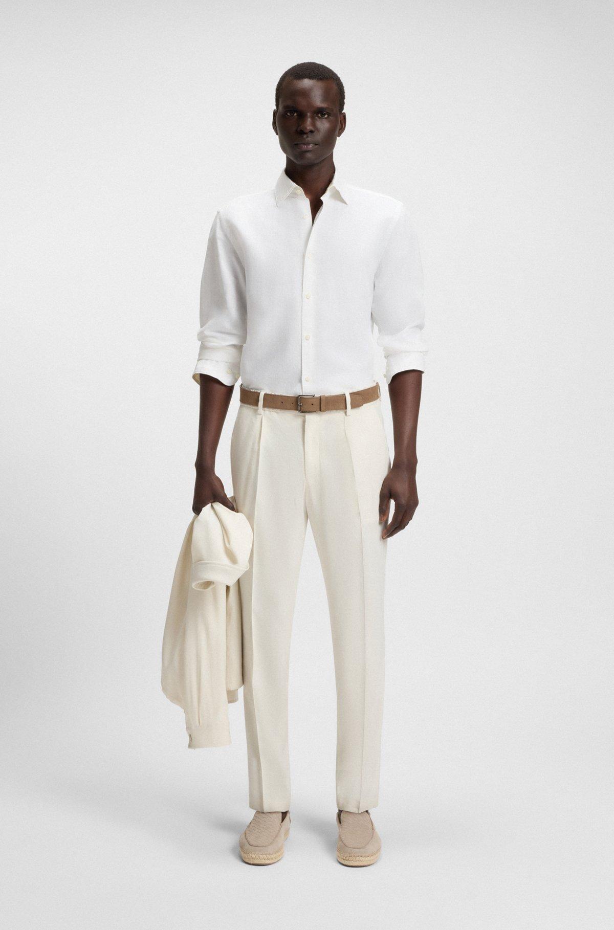 Regular-fit shirt in linen-cotton chambray Product Image