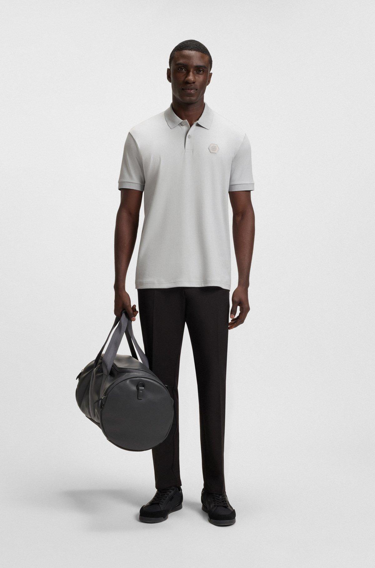 Pima-cotton polo shirt with Double B monogram Product Image