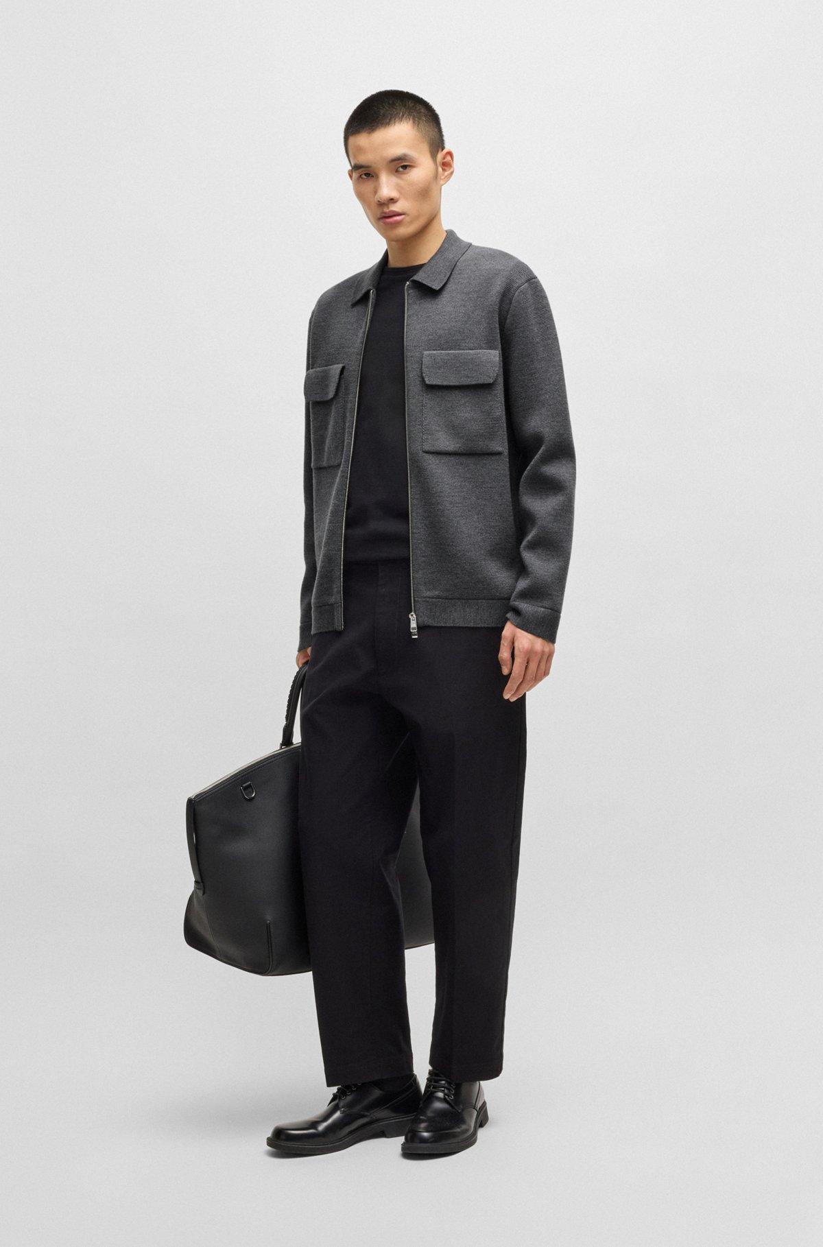 Zip-up regular-fit cardigan in wool Product Image