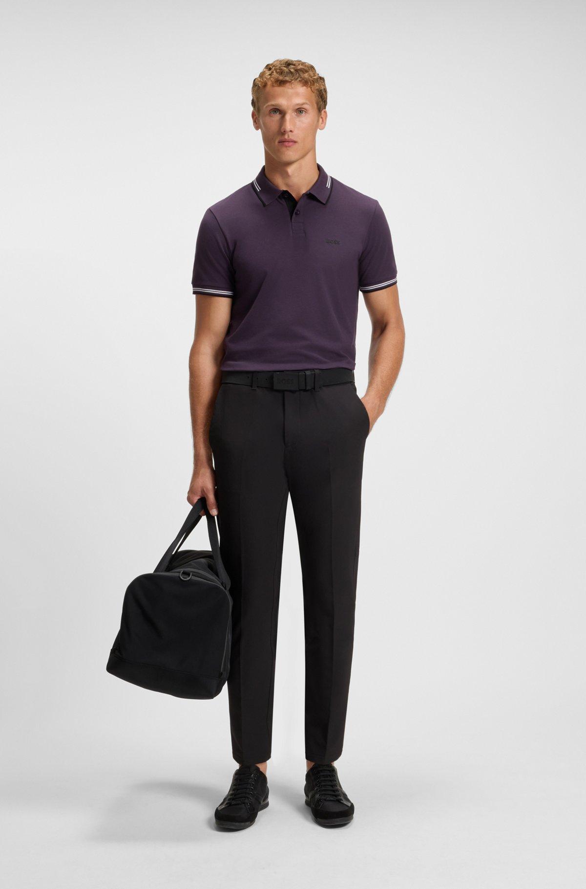 Cotton polo shirt with herringbone structure Product Image