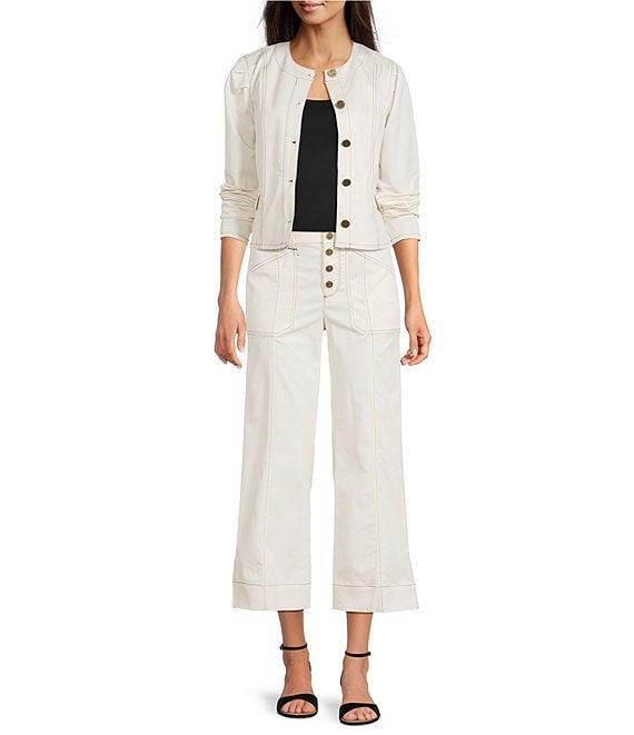 KARL LAGERFELD PARIS Contrast Trim Wide Leg Coordinating Pants Product Image