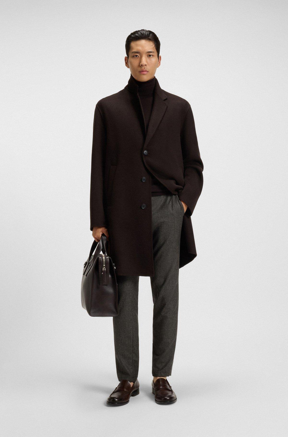 Slim-fit pants in micro-patterned virgin wool Product Image