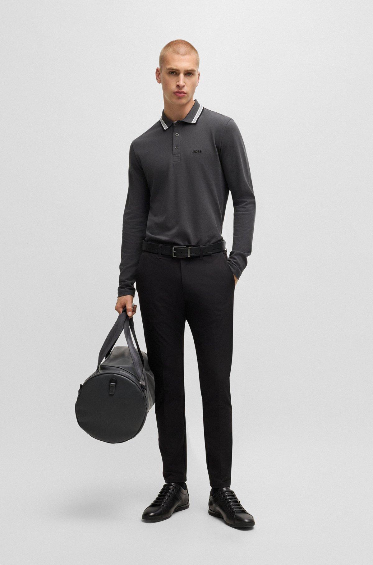 Long-sleeved polo shirt in cotton piqué Product Image