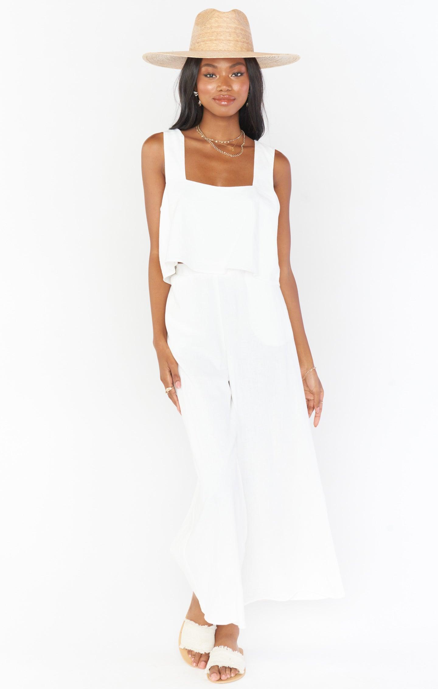 Tara Crop Top ~ White Linen Product Image