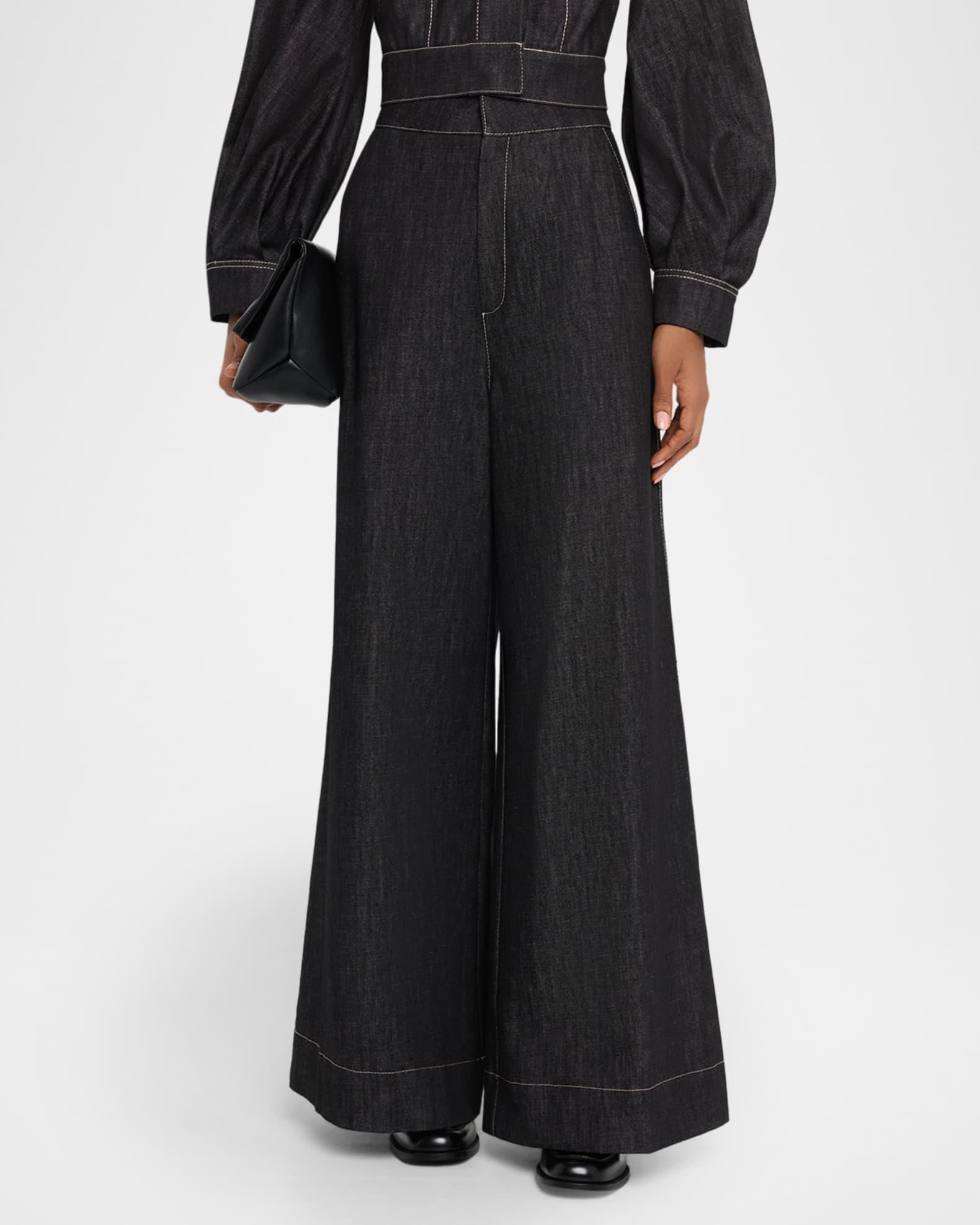 High-Rise Denim Flare Pants Product Image