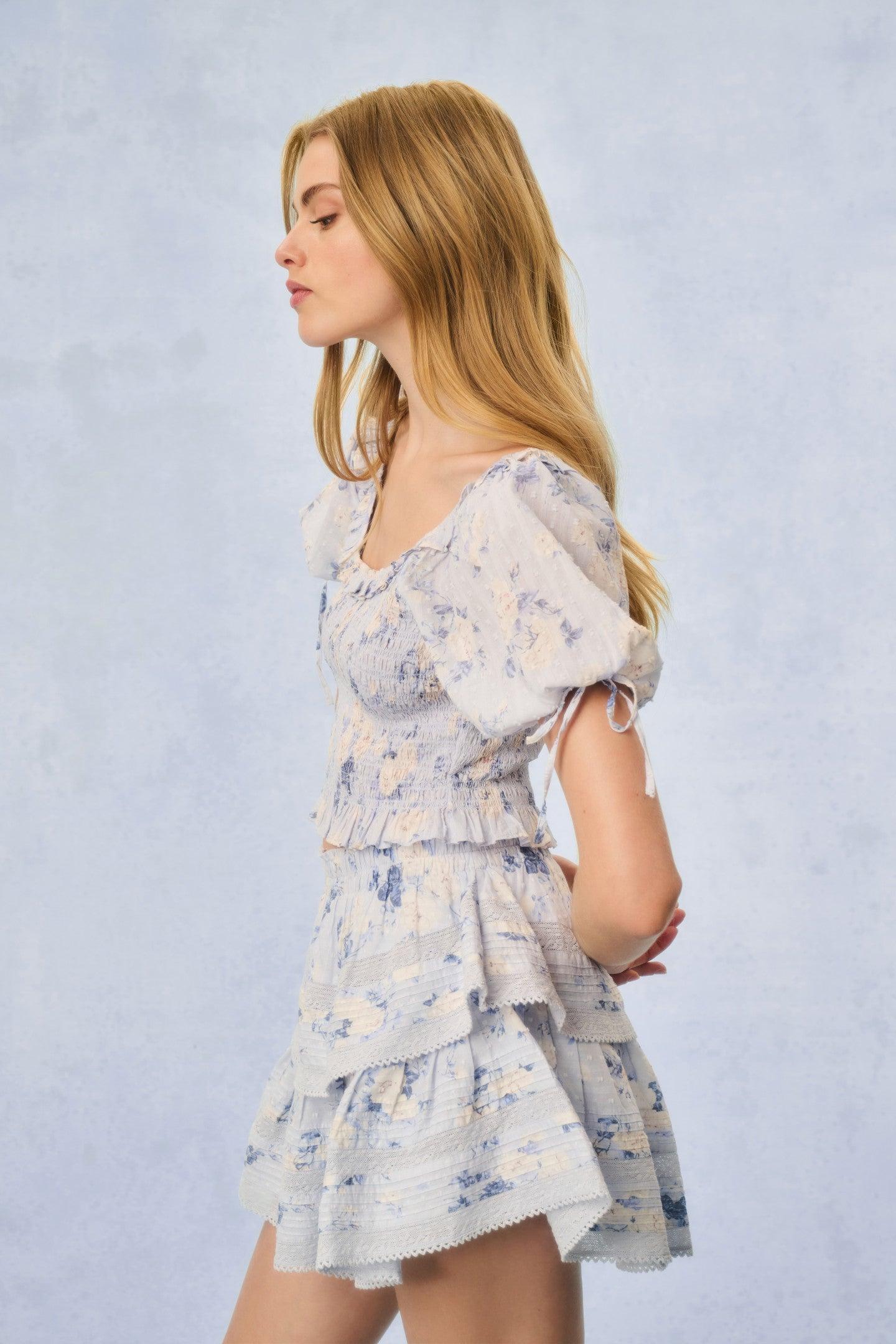 Molly Fragrance Print Top - WHISPER BLUE Product Image
