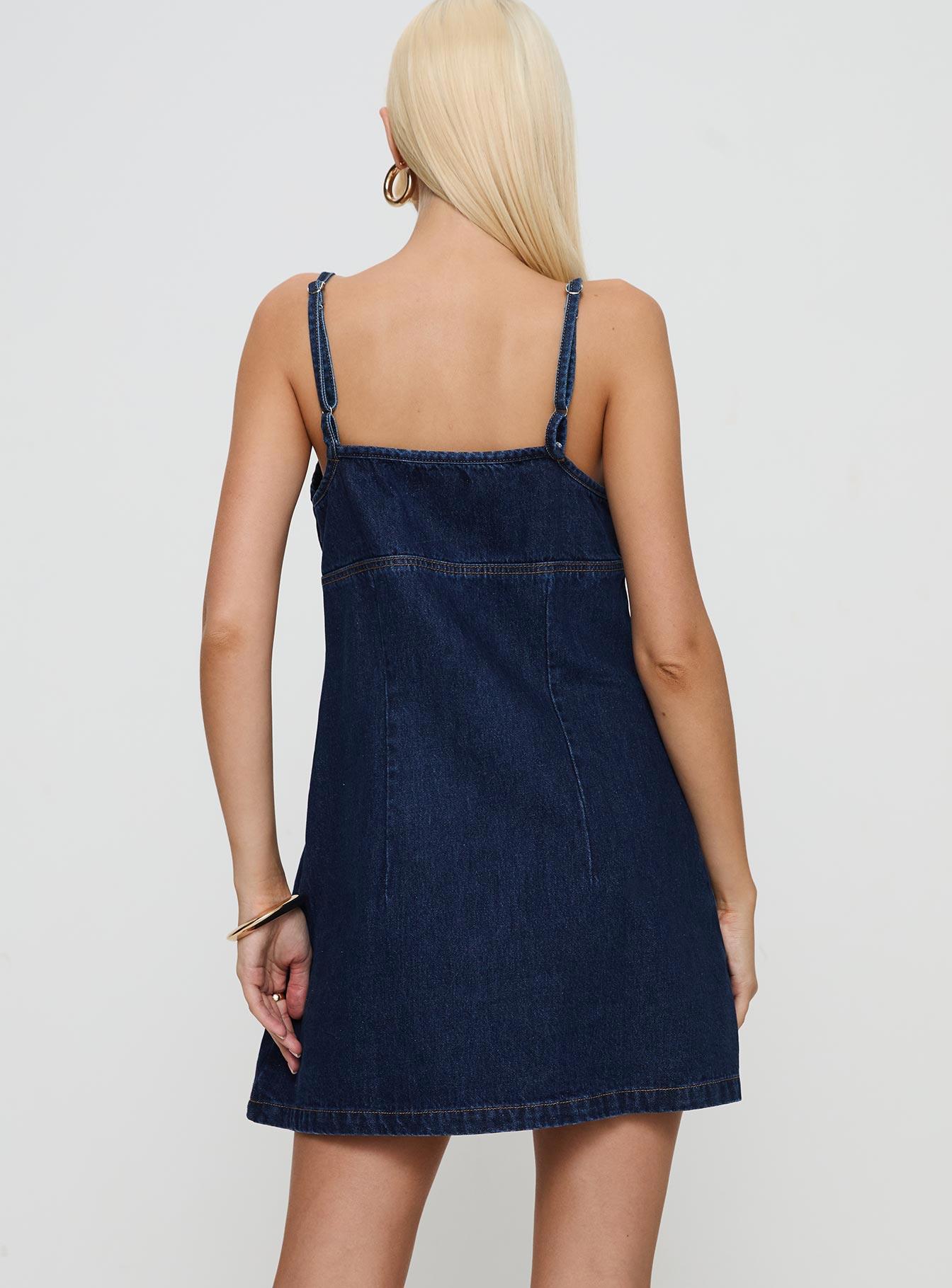 Adria Denim Mini Dress Indigo Product Image