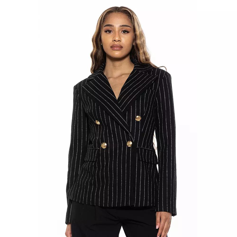 Women's ALEXIA ADMOR Farrah Striped Classic Double Breasted Jacket,  Product Image