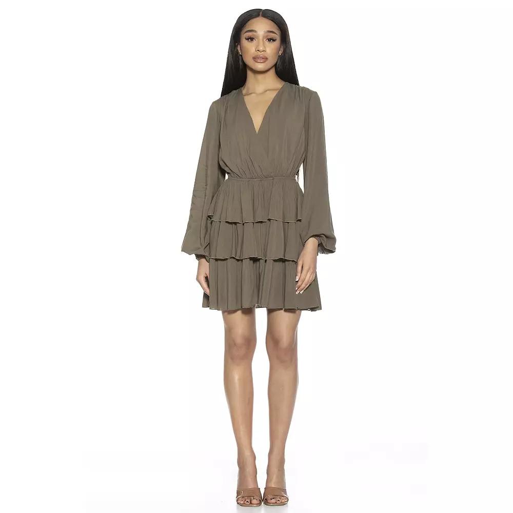 Women's ALEXIA ADMOR Rosie Surplice Ruffle Tiered Open Back Dress,  Product Image