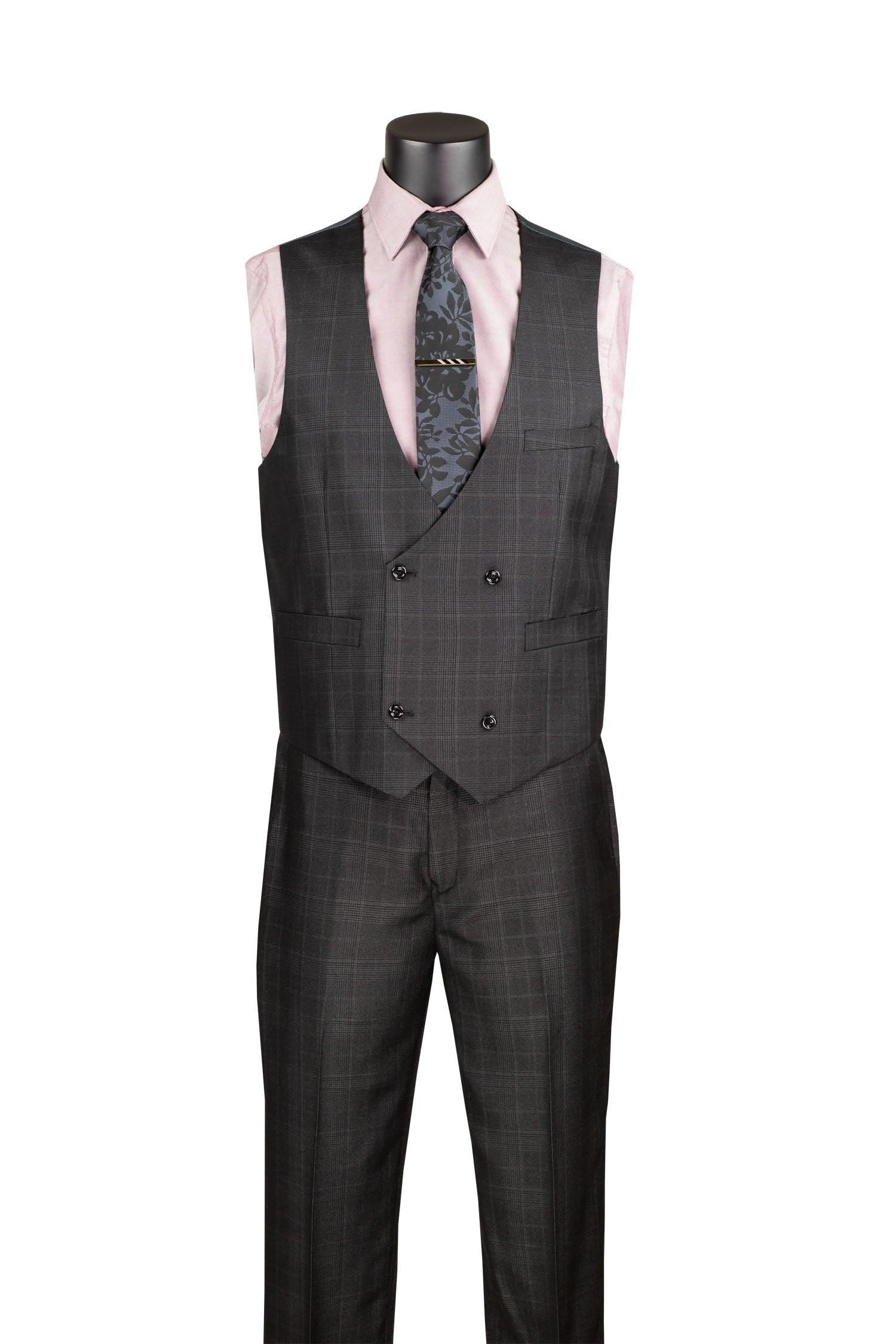 Renaissance Collection - Regular Fit Glen Plaid 3 Piece Suit Black Product Image