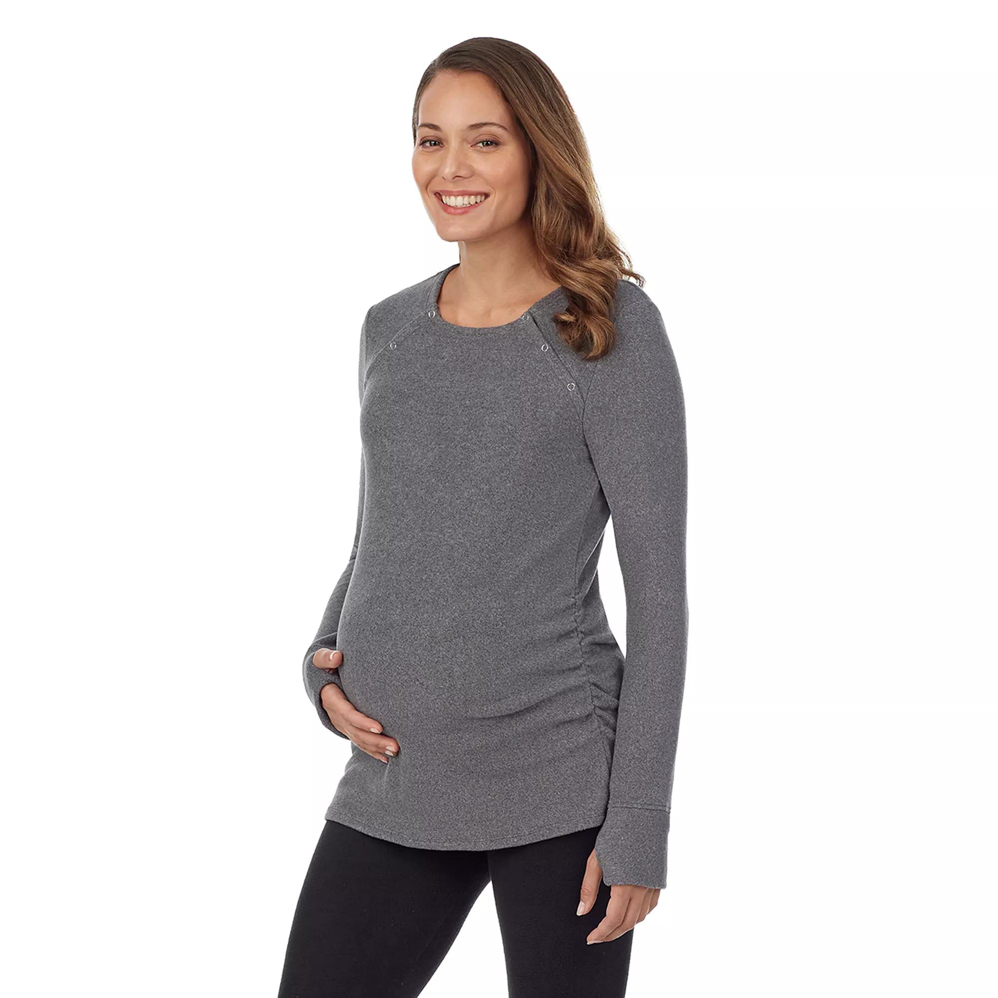 Cuddl Duds® Maternity Fleecewear with Stretch Snap-Front, Women's, Size: XL-Mat, Light Grey Grey Product Image