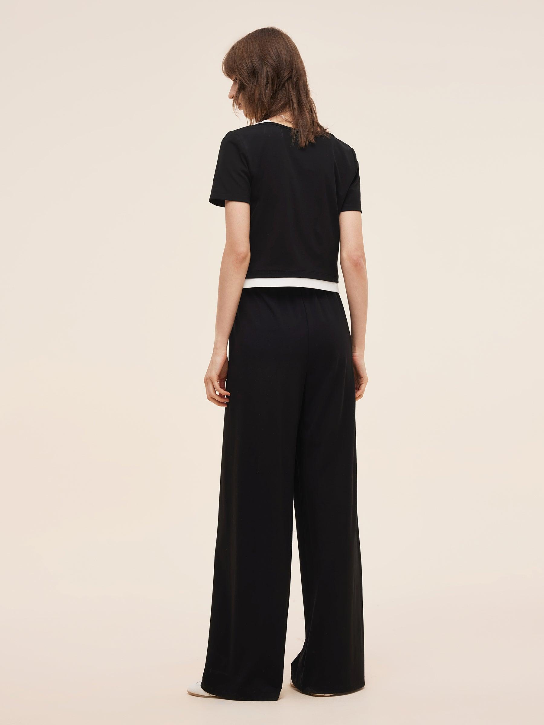 Mock Layered Knit Top And Pants Two-Piece Set Product Image