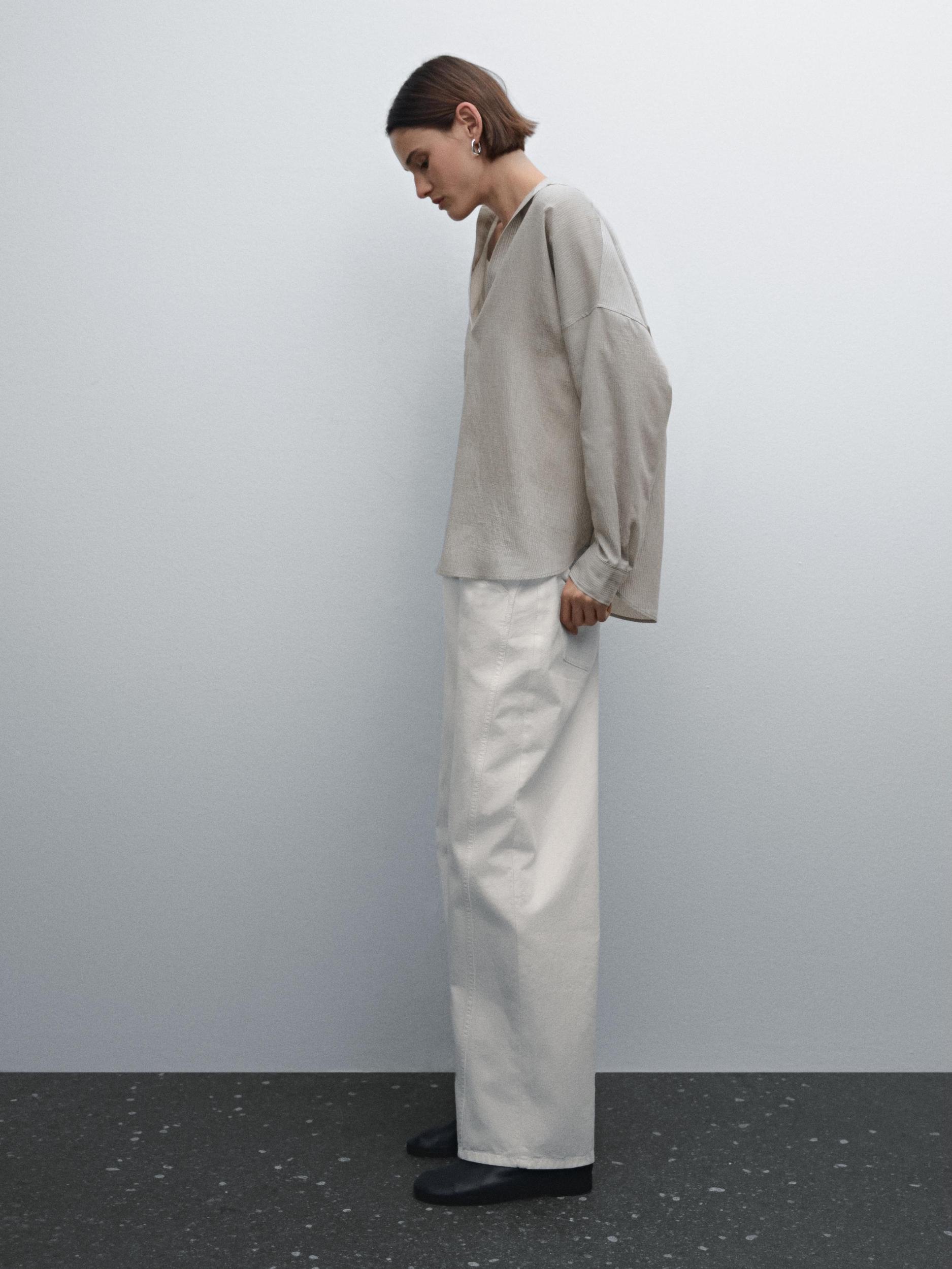 Striped polo collar shirt Product Image