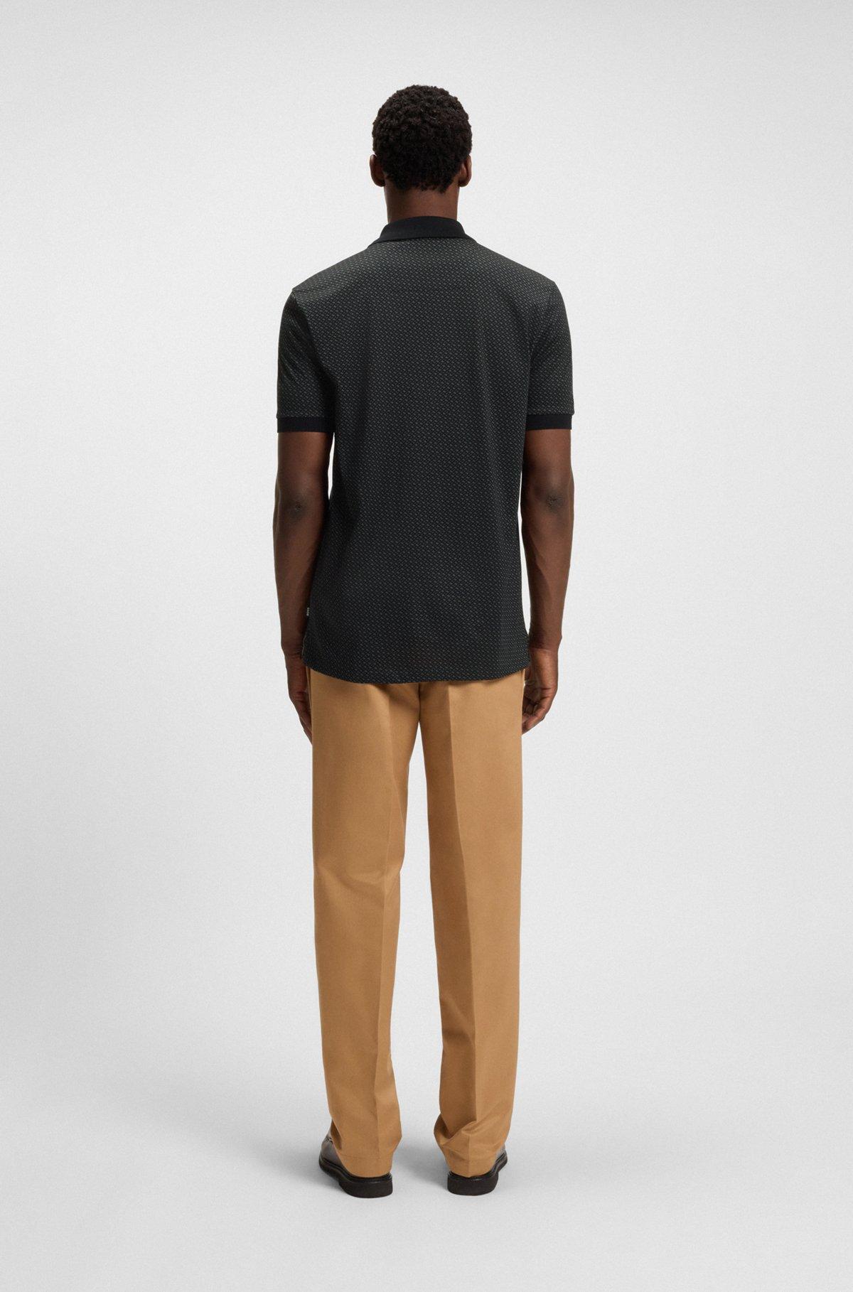 Mercerized-cotton polo shirt with two-tone monograms Product Image